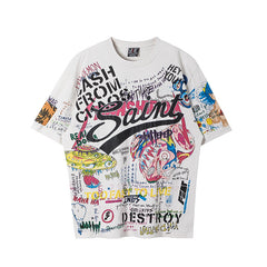Saint Michael Full Graffiti Print Off‑White Vintage Tee