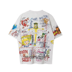 Saint Michael Full Graffiti Print Off‑White Vintage Tee