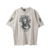 Saint Michael Jesus Distressed Oatmeal Vintage Tee