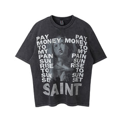 Saint Michael Stay Real Washed Grey Vintage Tee