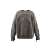 Saint Michael Aberration Fleur‑de‑lis Distressed Crewneck Sweatshirt