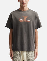 Saint Michael Eyes Print Washed Black Vintage Tee