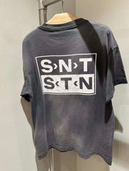 Saint Michael Saint Letter Logo Washed Black Vintage Tee