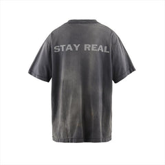 Saint Michael Stay Real Washed Grey Vintage Tee