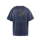 Saint Michael Star Smile Washed Navy Distressed Vintage Tee