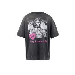Saint Michael Love Dual‑Sided Vintage Black Tee