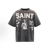 Saint Michael Classical Art Washed Black Tee