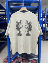 Saint Michael Aries Angel Distressed Oatmeal Tee
