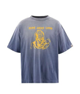 Saint Michael Fade Away Love Washed Blue Graphic Tee