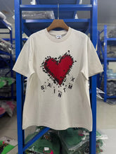 Saint Michael Safety Pin Red Heart Off‑White Tee
