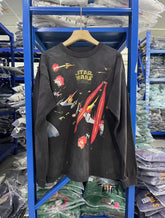 Saint Michael Star Wars Space Battle Washed Black Long Sleeve Tee