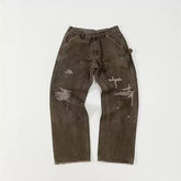 Saint Michael Distressed Brown Carpenter Denim Pants