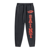 Saint Michael Red Angel Vertical Saint Black Jogger Pants