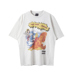 Saint Michael Cartoon Hellfire Cream Vintage Tee