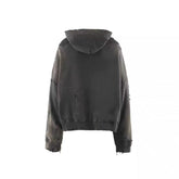 Saint Michael Distressed Zip‑Up Cropped Hoodie Green