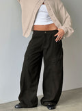 Selective Memory Low Rise Wide Leg Cargo PantszDark Charcoal