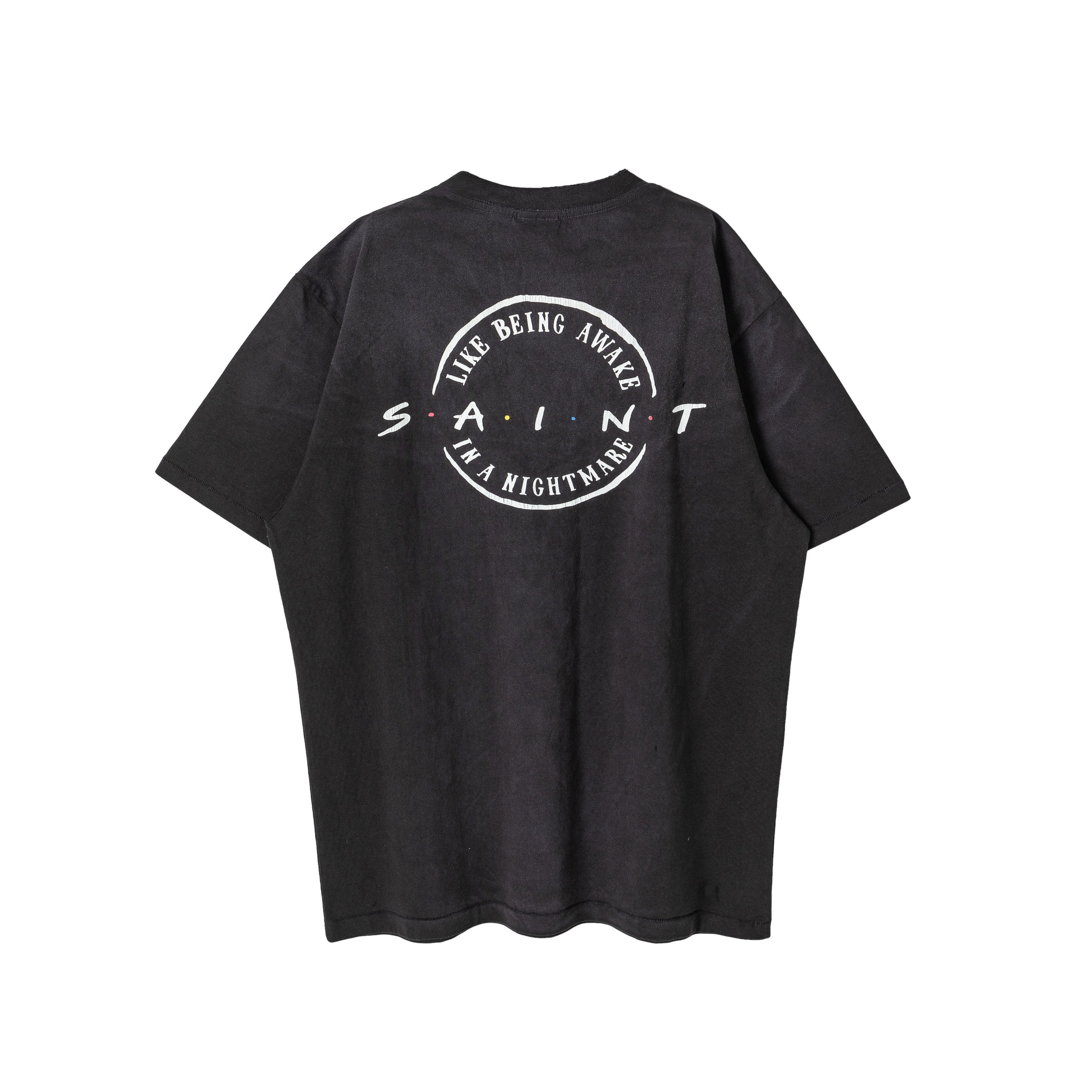 Saint Michael Dripping Heart Distressed Black Tee