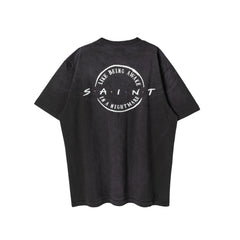 Saint Michael Dripping Heart Distressed Black Tee