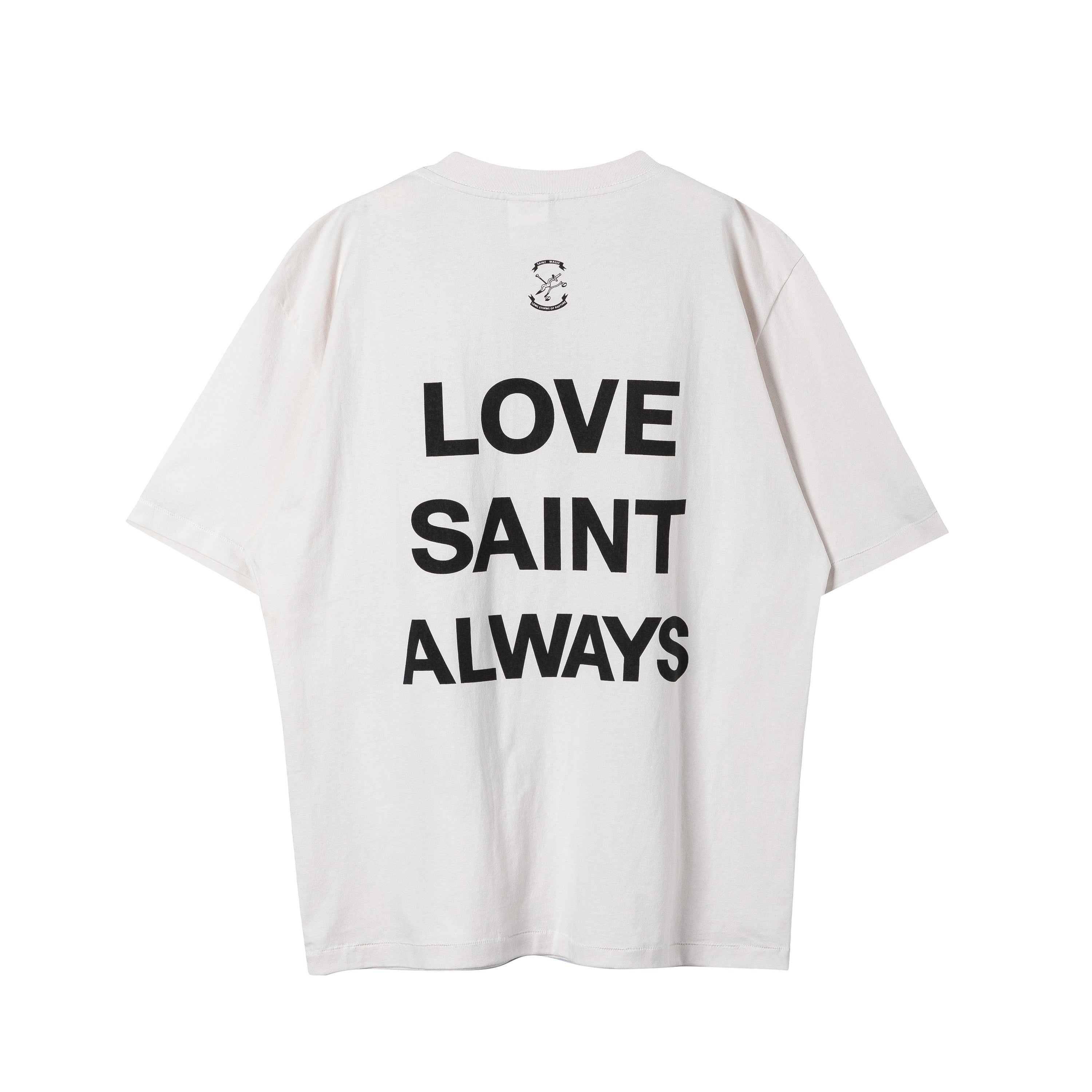 Saint Michael Hate Saint Lamb Print Off‑White Tee