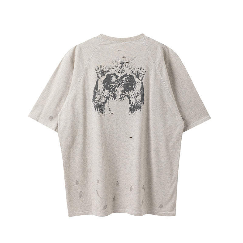 Saint Michael Jesus Distressed Oatmeal Vintage Tee