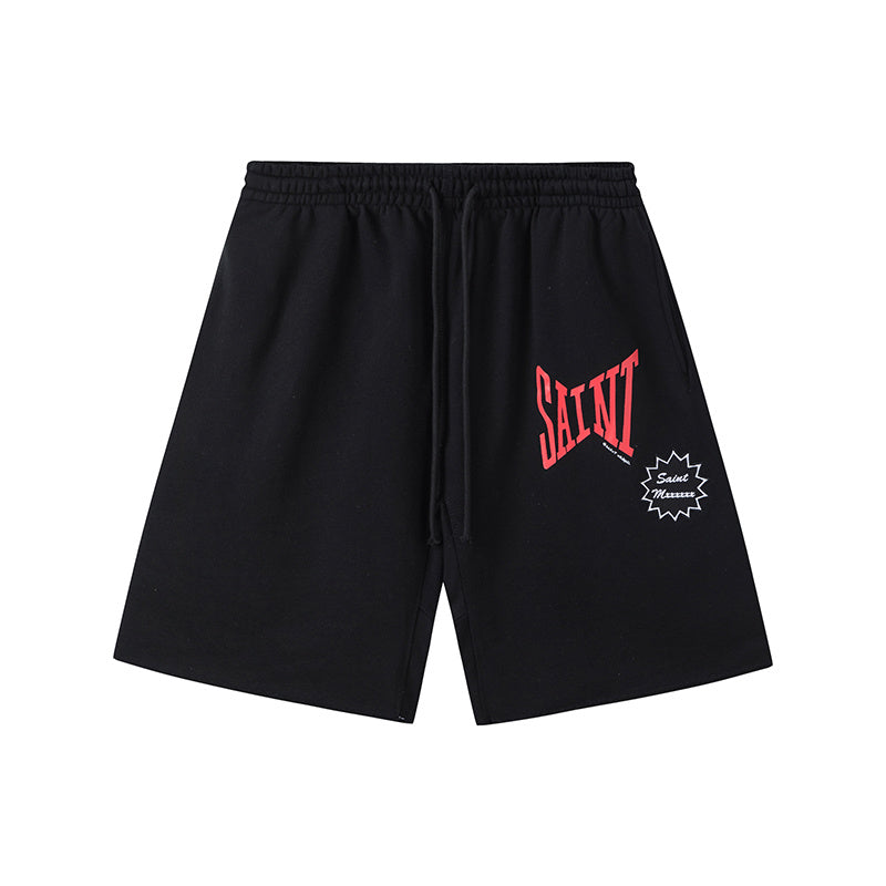 Saint Michael Red Logo Casual Sweat Shorts