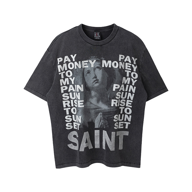 Saint Michael Stay Real Washed Grey Vintage Tee