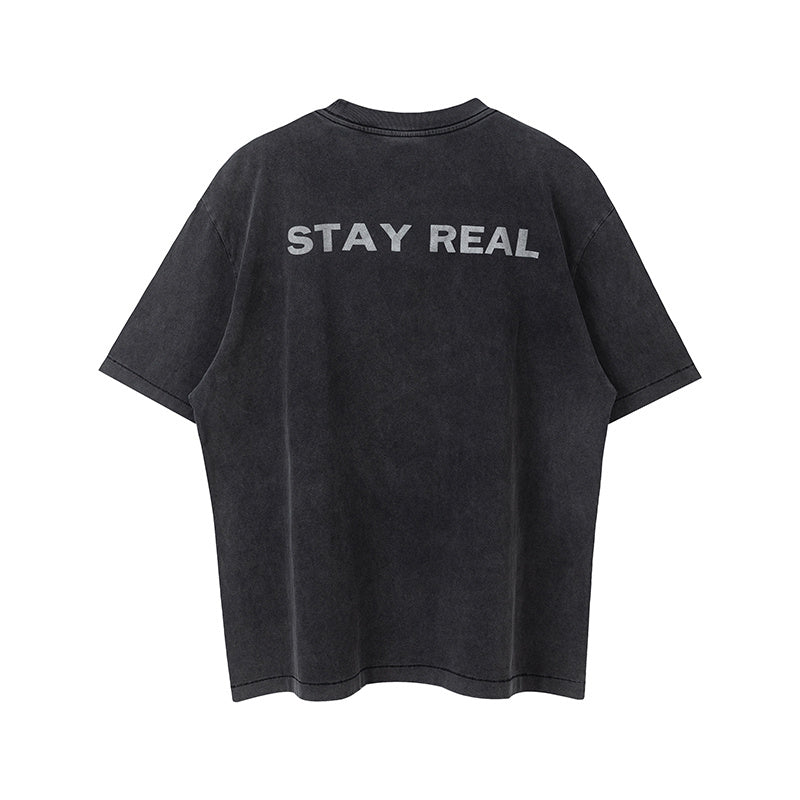 Saint Michael Stay Real Washed Grey Vintage Tee