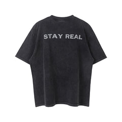Saint Michael Stay Real Washed Grey Vintage Tee