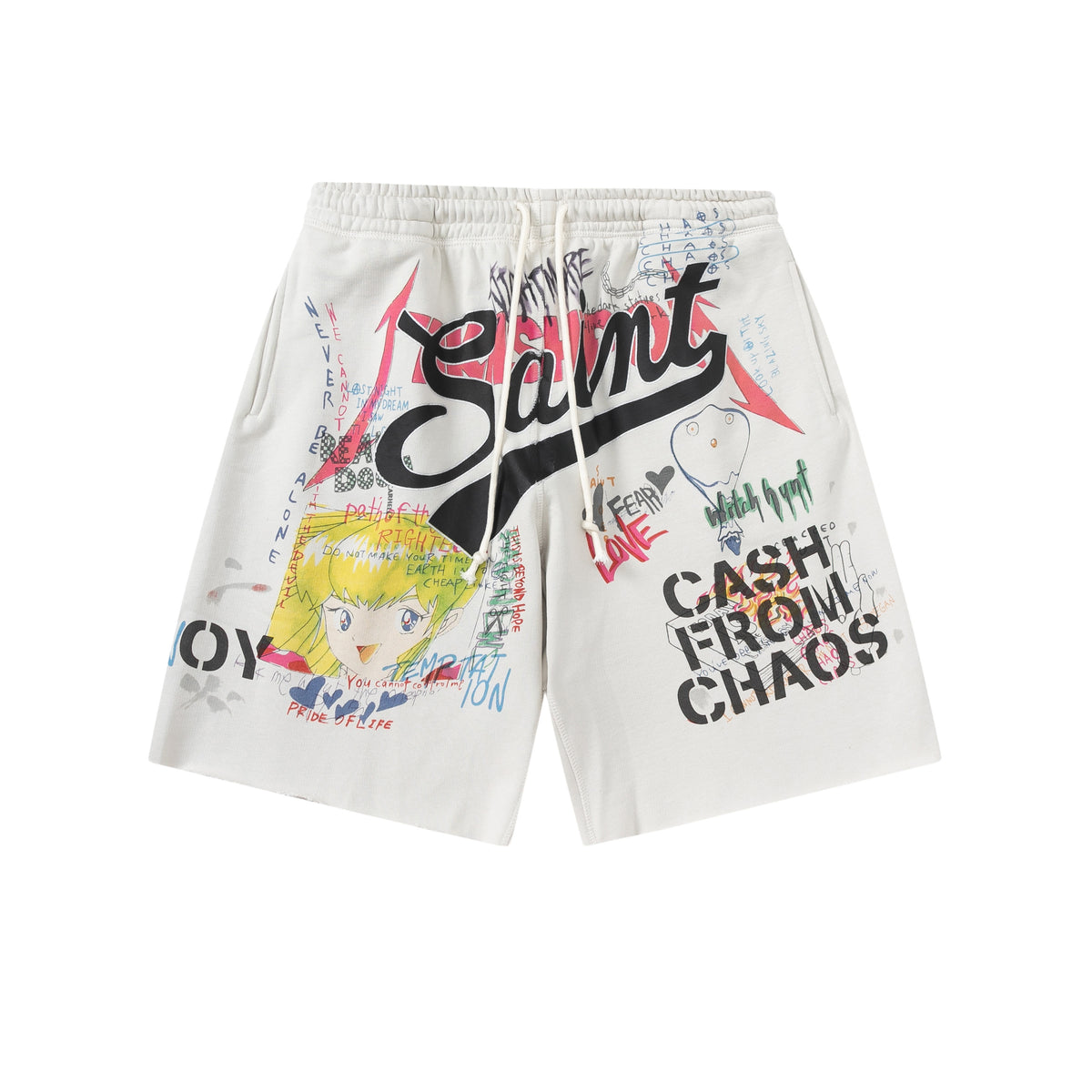 Saint Michael Anime Graffiti Art Sweat Shorts