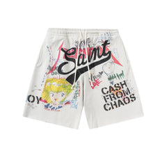 Saint Michael Anime Graffiti Art Sweat Shorts