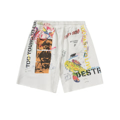 Saint Michael Anime Graffiti Art Sweat Shorts