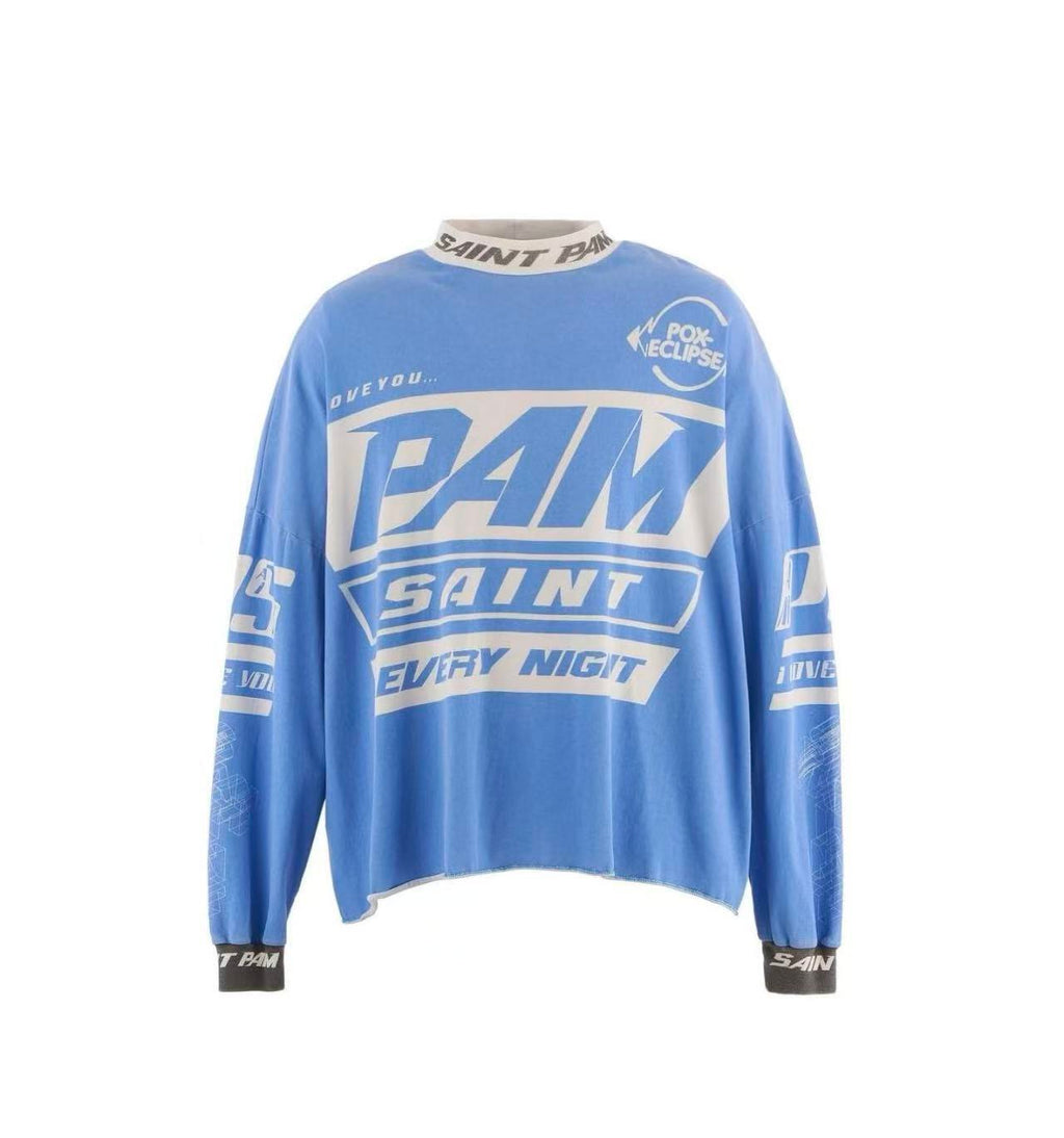 Saint Michael PAM Racing Style Blue Oversized Long Sleeve Tee