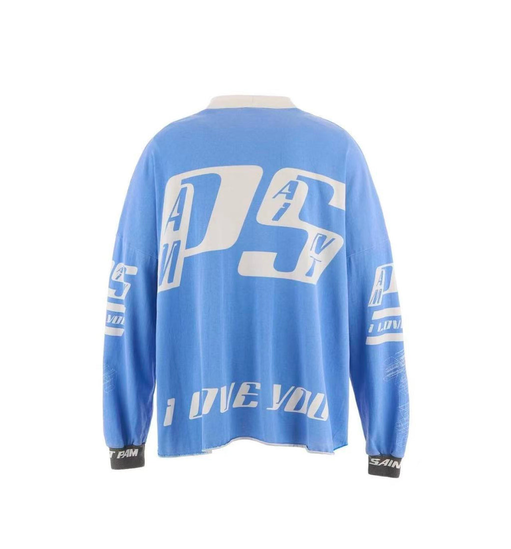 Saint Michael PAM Racing Style Blue Oversized Long Sleeve Tee
