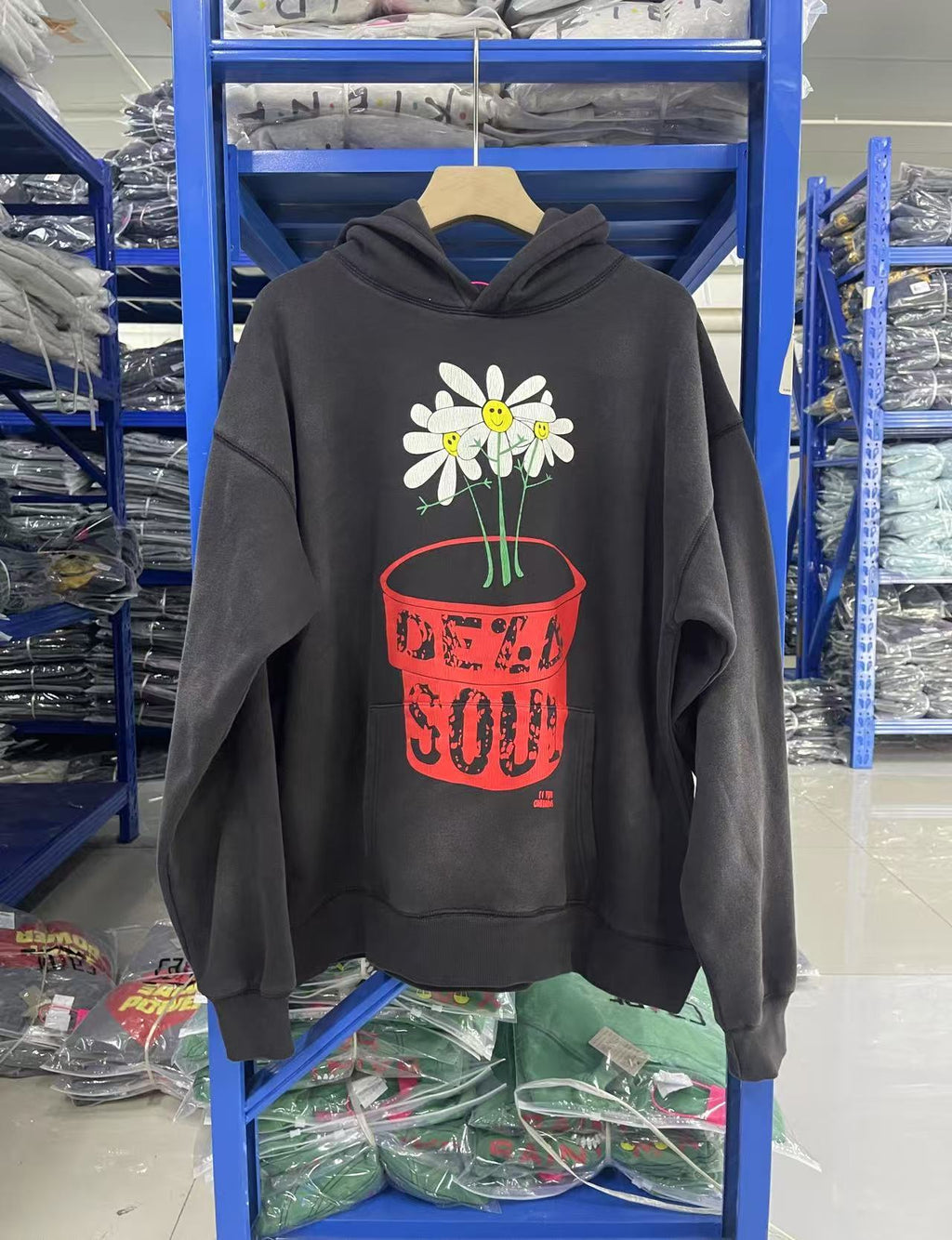 Saint Michael Dead Soul Daisy Washed Black Hoodie