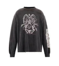 Saint Michael Baphomet Graphic Washed Black Long Sleeve Tee