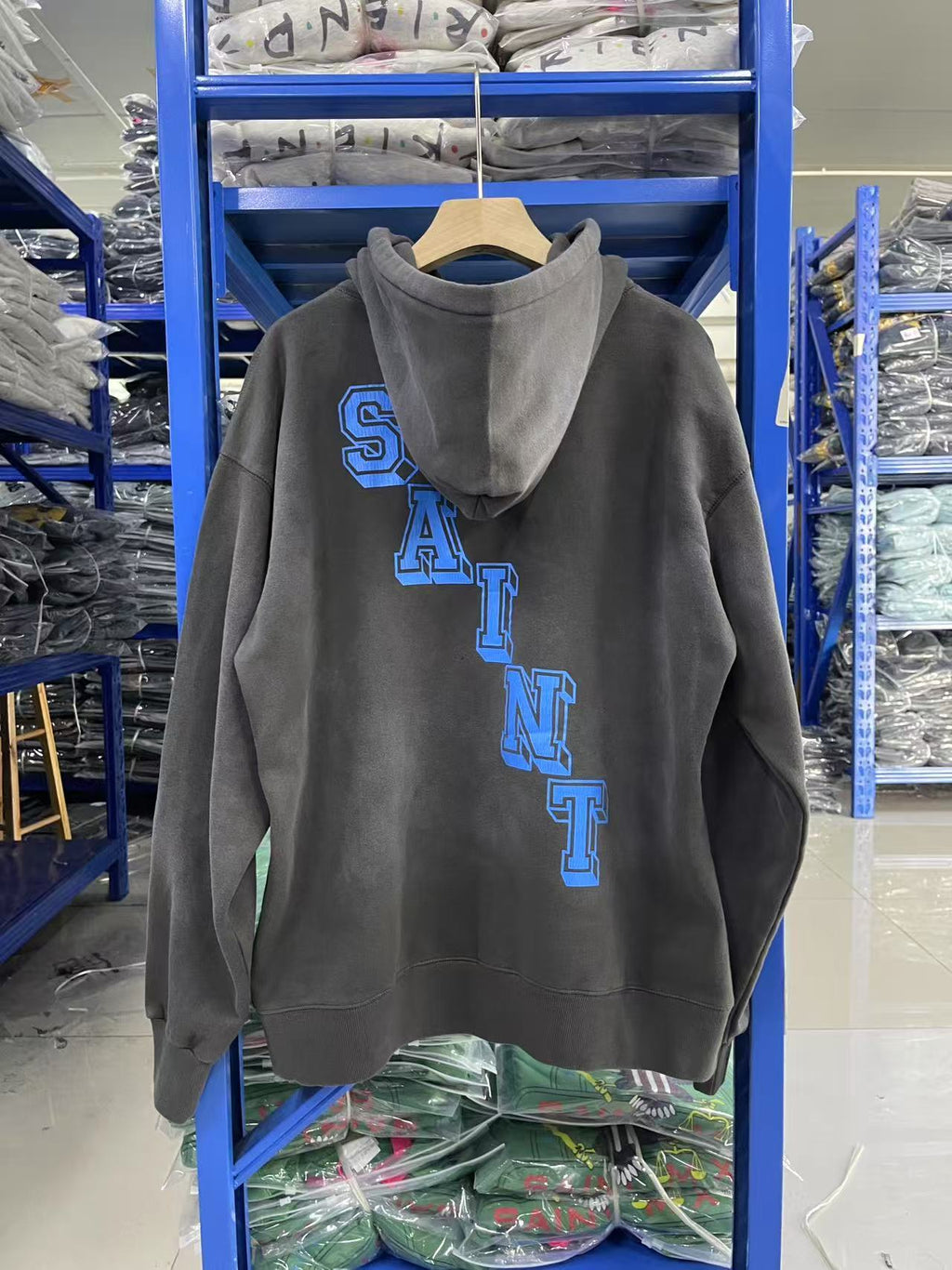 Saint Michael Angel Of Death Washed Grey Hoodie