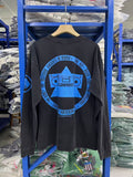 Saint Michael KLF Blue Print Washed Black Long Sleeve Tee