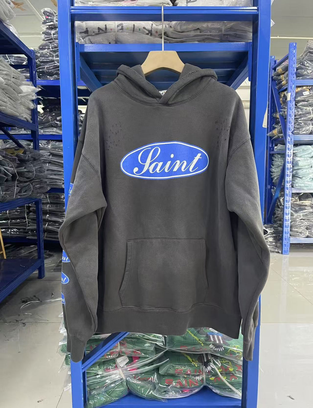 Saint Michael Love Among The Demons Washed Black Hoodie