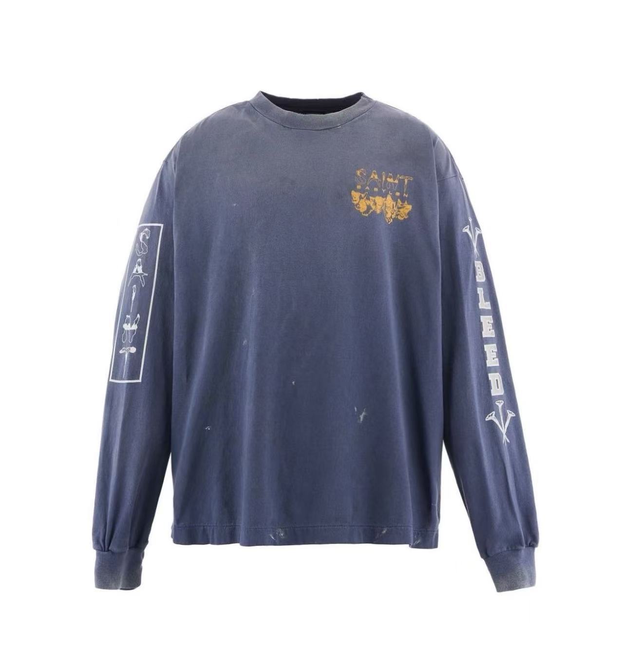 Saint Michael Saint Babylon Bleed Washed Navy Long Sleeve Tee