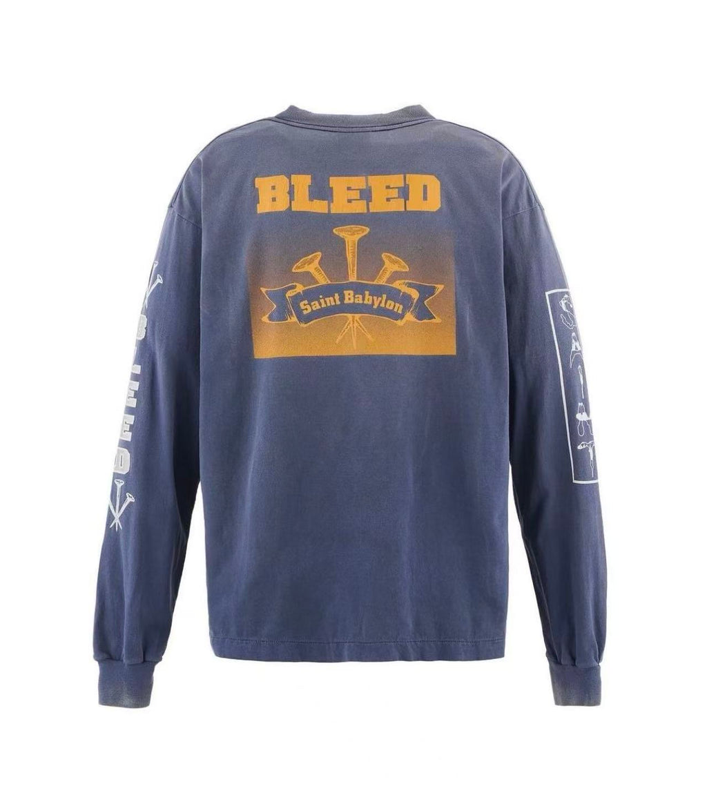 Saint Michael Saint Babylon Bleed Washed Navy Long Sleeve Tee