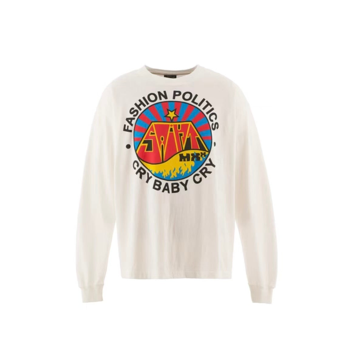 Saint Michael Fashion Politics White Graphic Long Sleeve Tee