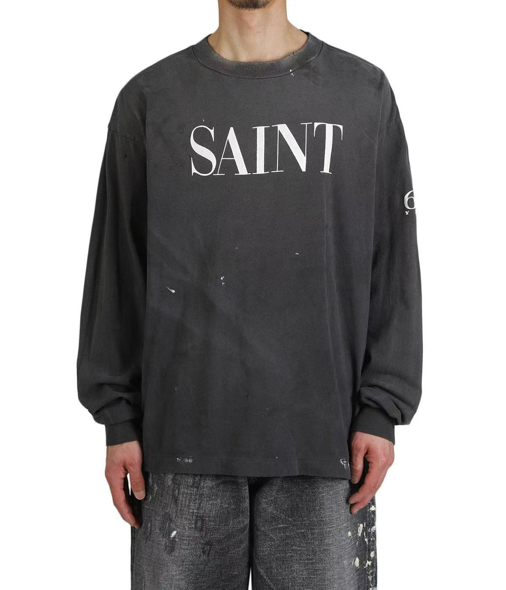Saint Michael Washed Saint Logo Long Sleeve Tee