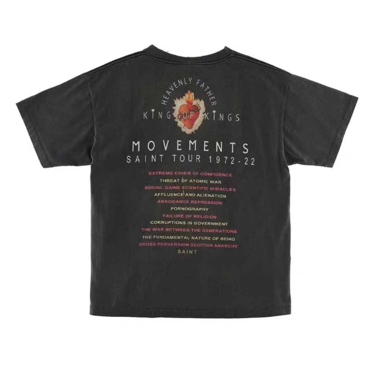 Saint Michael Eyes Print Washed Black Vintage Tee