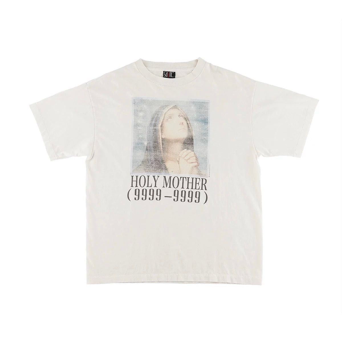 Saint Michael Holy Mother Vintage Off‑White Tee