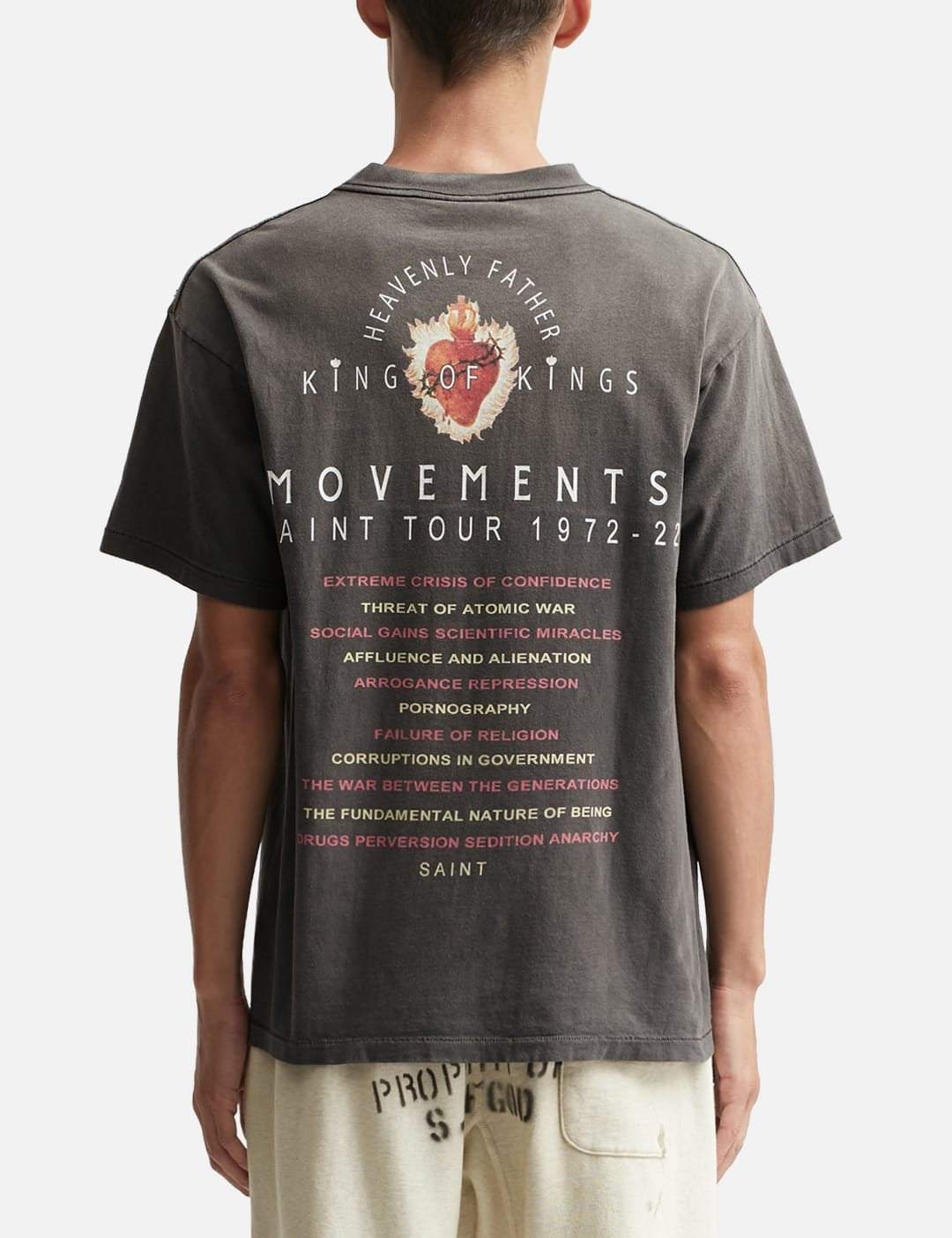 Saint Michael Eyes Print Washed Black Vintage Tee