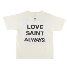Saint Michael Hate Saint Lamb Print Off‑White Tee