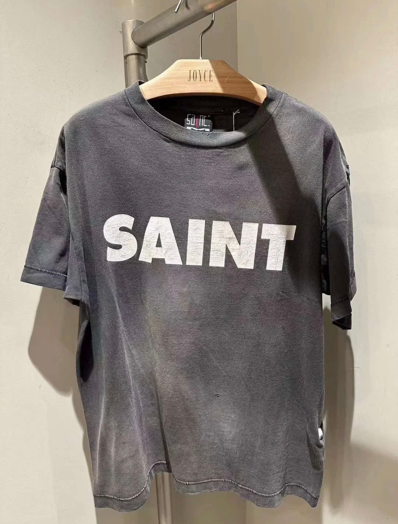 Saint Michael Saint Letter Logo Washed Black Vintage Tee