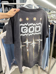 Saint Michael GOD Cross Washed Grey Vintage Tee