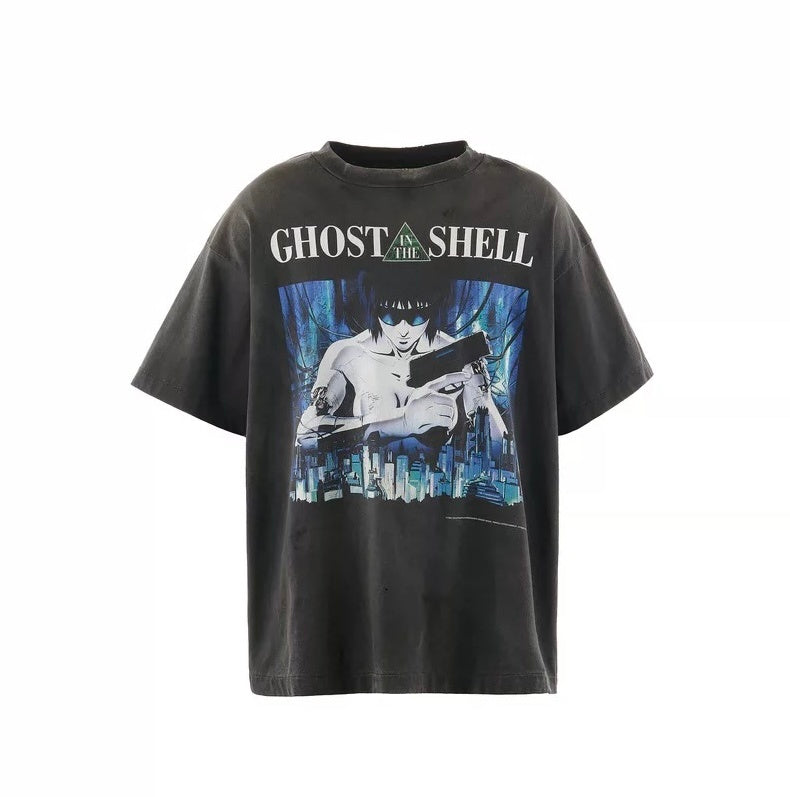 Saint Michael Ghost In The Shell Washed Black Vintage Tee