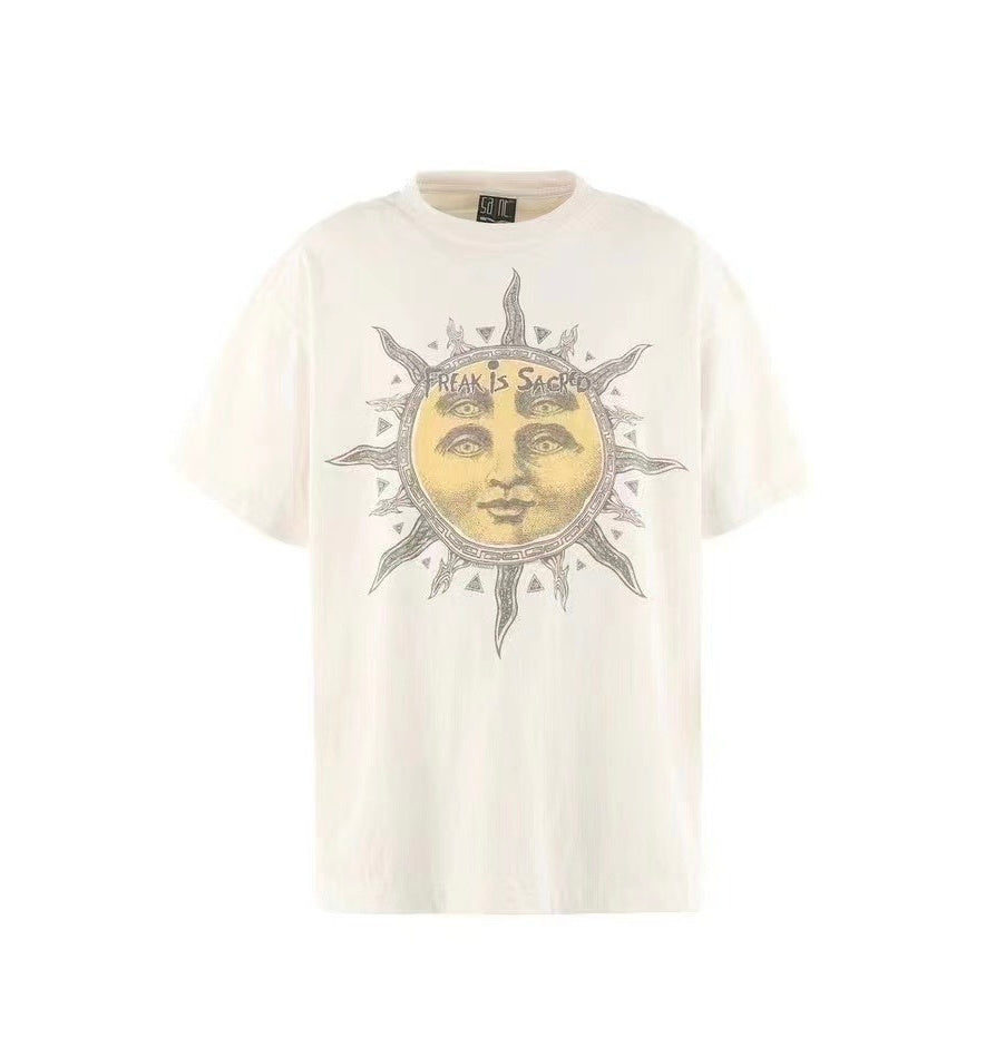 Saint Michael Flea Sun Graphic Off‑White Vintage Tee